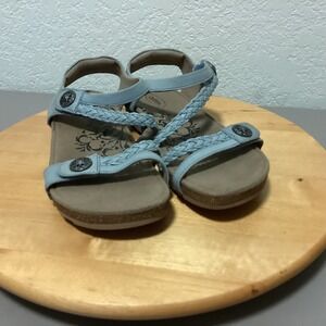 Aetrex Jillian Womens Light Blue Leather Comfort Strappy Sandals Size 7.5